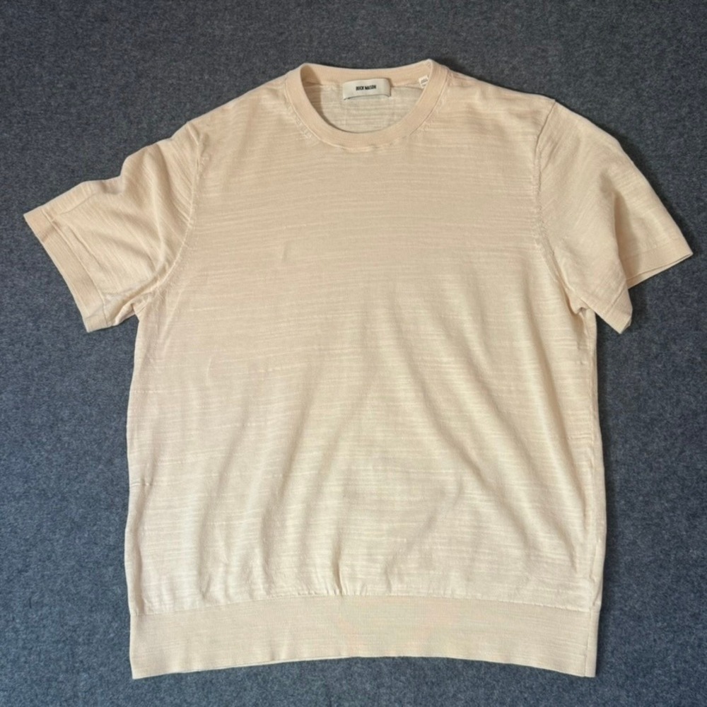 Buck Mason Mens Cream Cotton Avalon Slub Short Sleeve Knit Sweater Tee L Comfy